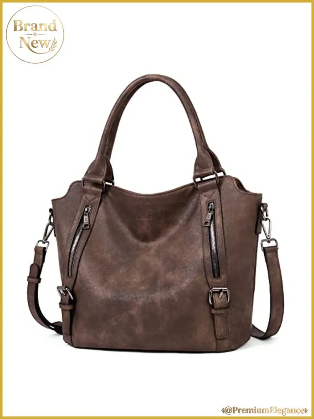 Large Hobo Bag for Women Vegan Leather Multi-Pocket Designer Handbag Purse